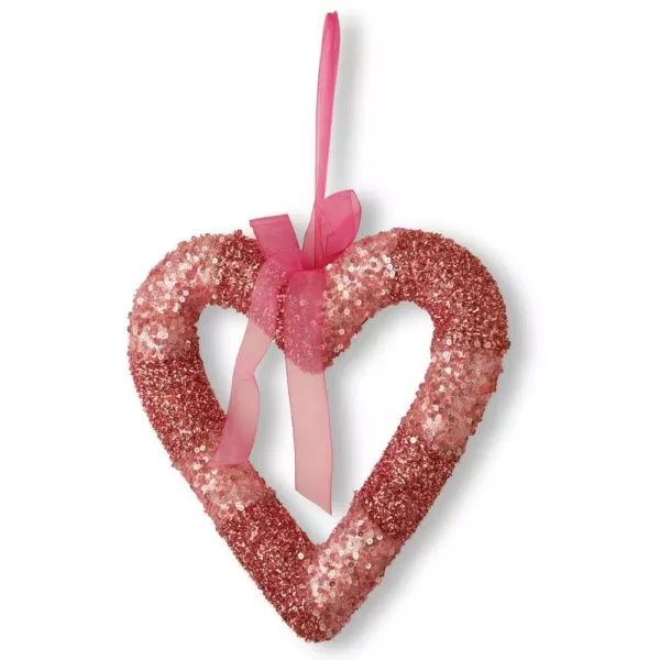 National Tree Company Pink Bead Glittered Valentine Heart