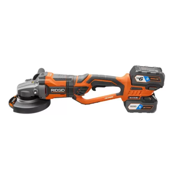 RIDGID 18-Volt OCTANE Cordless Brushless 7 in. Dual Angle Grinder Kit with (1) OCTANE Bluetooth 3.0 Ah Battery and Charger