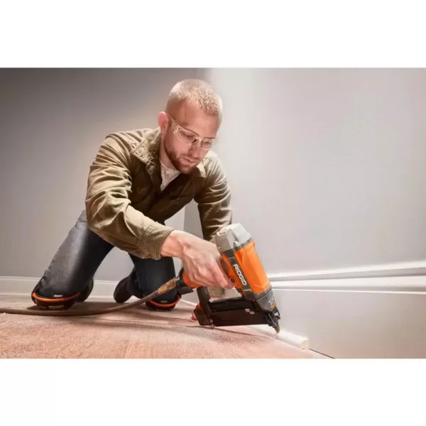 RIDGID 18-Gauge 2-1/8 in. Brad Nailer w/ CLEAN DRIVE Technology, Tool Bag, and Sample Nails w/ 1/4 in. 50 ft. Lay Flat Air Hose