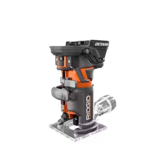 RIDGID 18-Volt OCTANE Cordless Brushless Compact Fixed Base Router with 18-Volt Lithium-Ion 2.0 Ah Battery Pack and Charger Kit