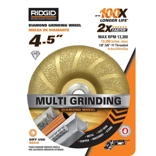 RIDGID 4.5 in. V-Tech Multipurpose Grinding Wheel