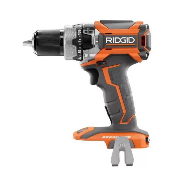 RIDGID 18-Volt Lithium-Ion Cordless Brushless 1/2 in. Compact Hammer Drill Kit with (2) 2.0 Ah Batteries, Charger, and Bag