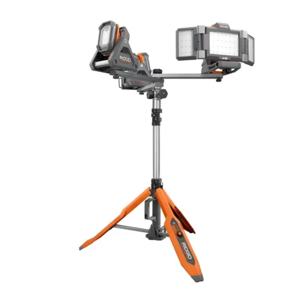 RIDGID Hybrid GEN5X Universal Collapsible Tripod Lighting Stand with (4) 1/4 in.-20 Threads for Mounting