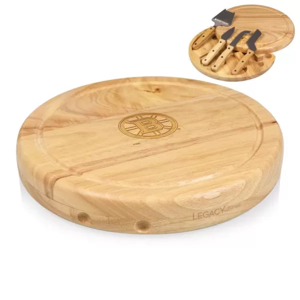 Picnic Time Boston Bruins 10.20 in. Natural Wood Cheese Board and Tool Set