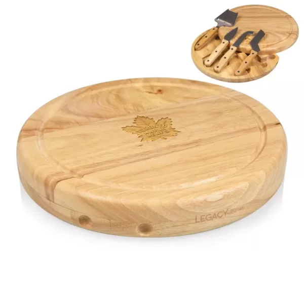 Picnic Time Toronto Maple Leafs 10.20 in. Natural Wood Cheese Board and Tool Set