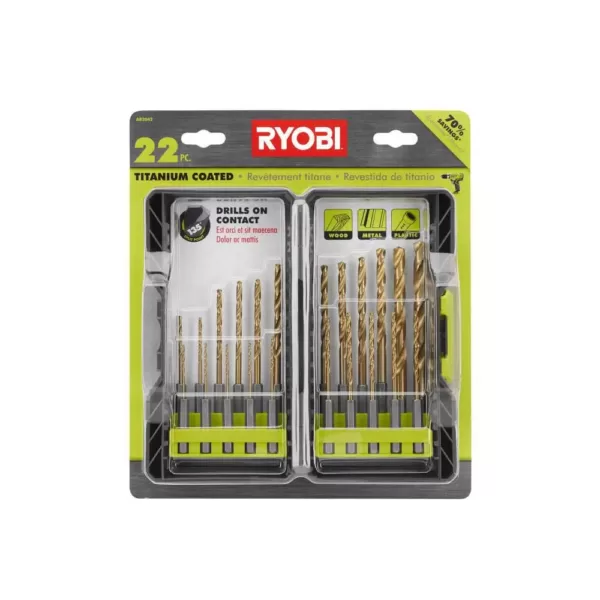 RYOBI Titanium Drill Bit Kit (22-Pc) With (8-pc) Impact Rated Driving Kit