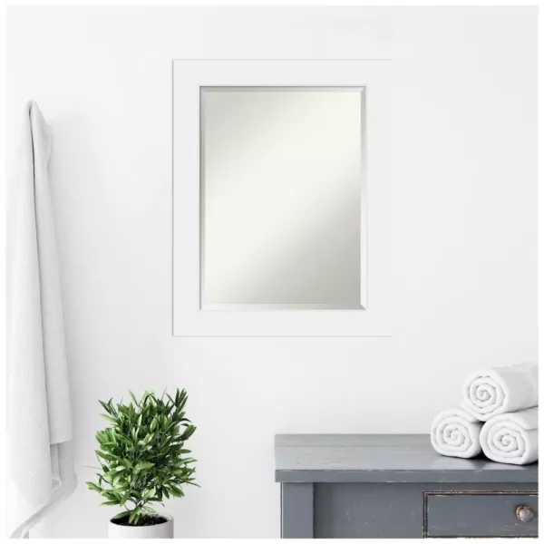Amanti Art Corvino 23 in. W x 29 in. H Framed Rectangular Beveled Edge Bathroom Vanity Mirror in Satin White