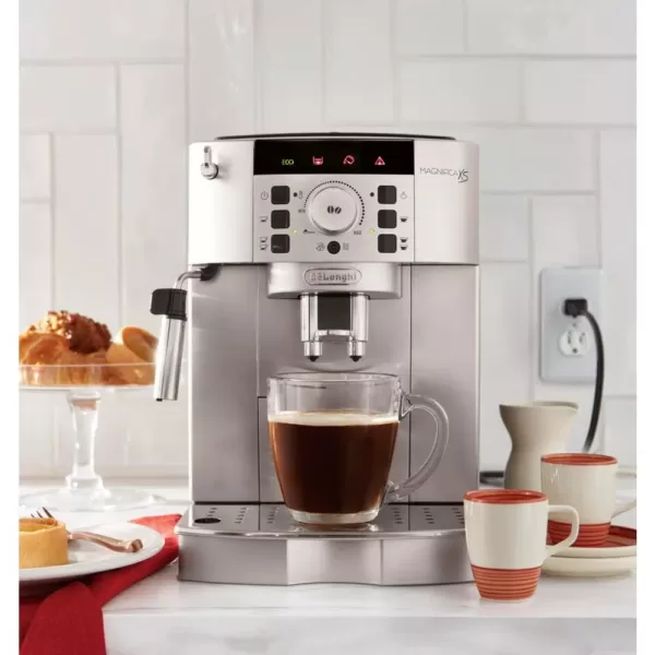 DeLonghi Magnifica XS Compact Fully Automatic Black and Silver Espresso Machine and Cappuccino Maker
