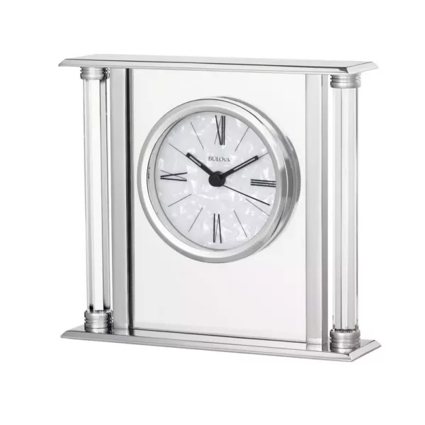 Bulova Solid Silver Metal Case with Octogonposts Table Clock