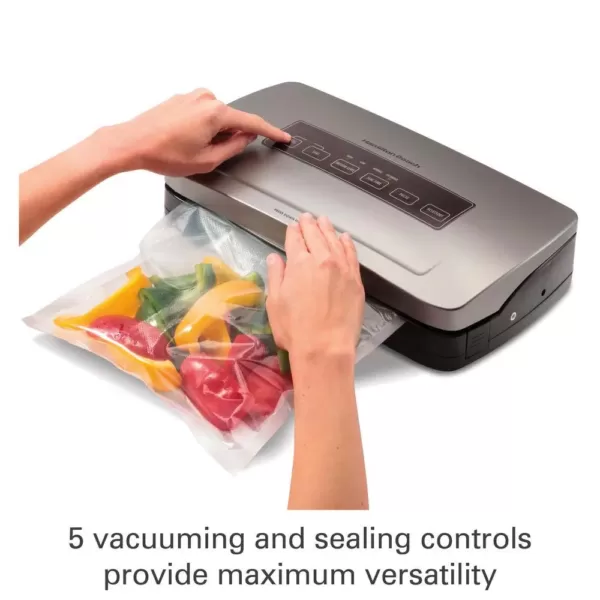 Hamilton Beach Nutrifresh Silver Food Vacuum Sealer with Roll Storage and Bag Cutter