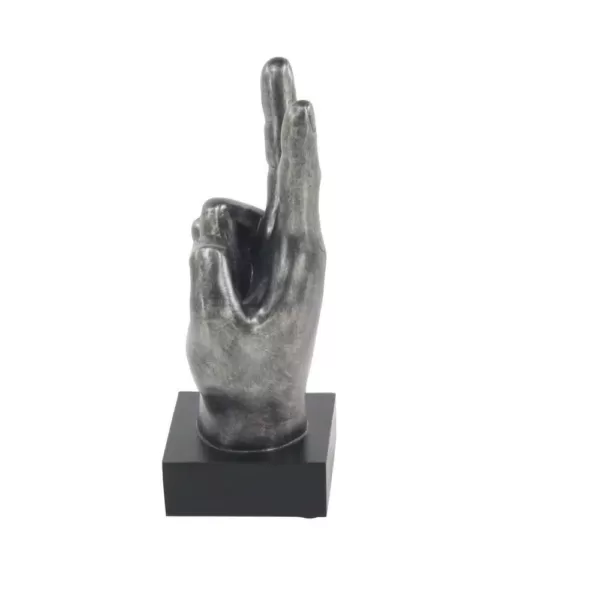 LITTON LANE Hand Sign Polystone Sculpture in Silver (Set of 3)
