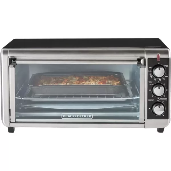 BLACK+DECKER 1500 W 8-Slice Stainless Steel Toaster Oven with Broiler
