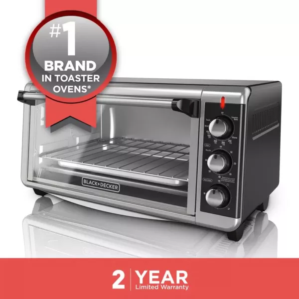 BLACK+DECKER 1500 W 8-Slice Stainless Steel Toaster Oven with Broiler
