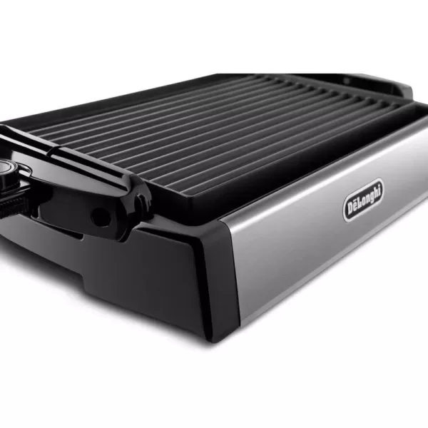 DeLonghi 2-in-1 Reversible 140 sq. in. Stainless Steel Indoor Grill with Non-Stick Surface