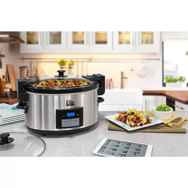 Elite Platinum 8.5 Qt. Stainless Steel Slow Cooker with Locking Lid
