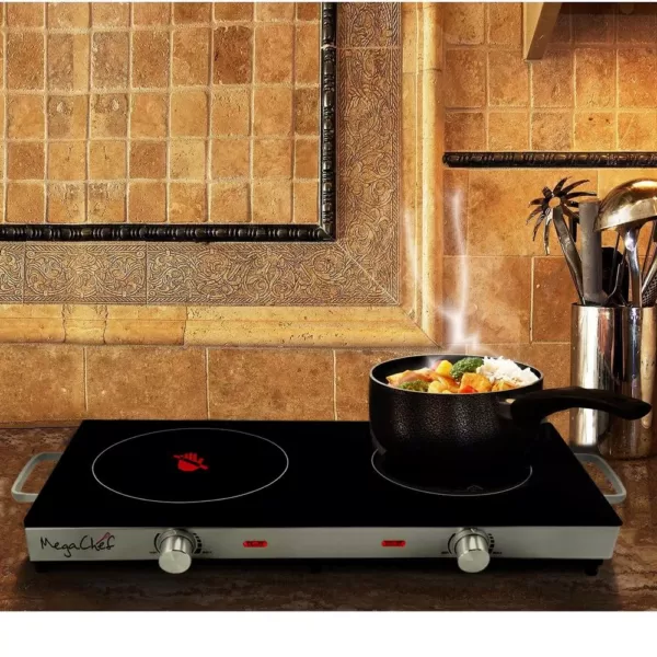 MegaChef 2-Burner 6 in. Stainless Steel Infrared Countertop Hot Plate