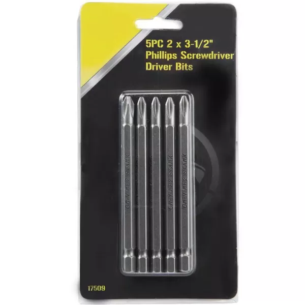 Stark #2 x 3.5 in. Extra-Long Cord Less Alloy Steel Drill Phillips Screwdriver Bit Magnetic Tip (5-Pack)