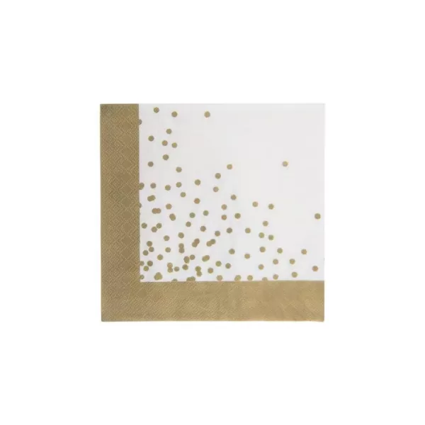 Sugar Plum Party 32-Piece Gold and White Disposable Assorted Cocktail Paper Napkin