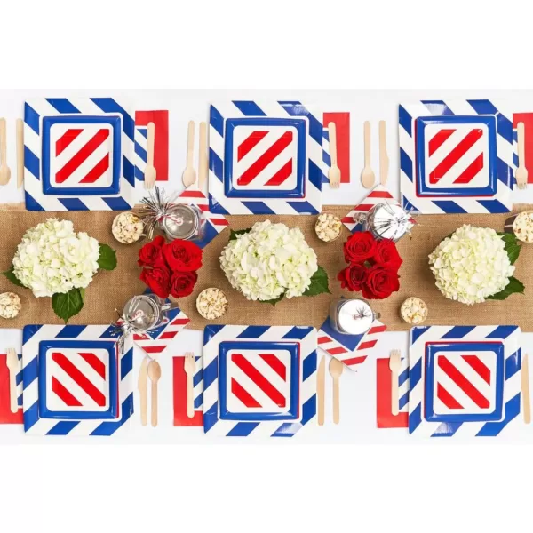 Sugar Plum Party 32-Piece Blue, White and Red Assorted Disposable Cocktail Paper Napkin
