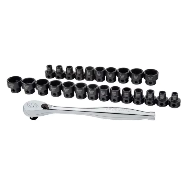 SUNEX TOOLS 3/8 in. Drive Low Profile SAE and Metric Impact Socket Set