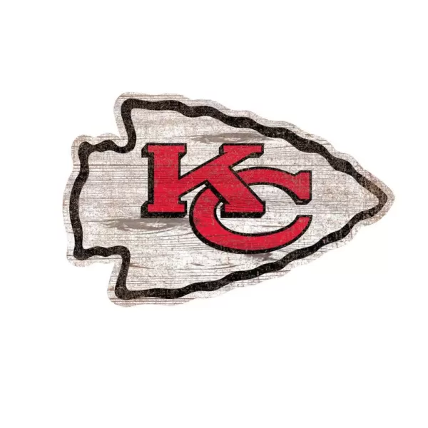 Adventure Furniture NFL Indoor Kansas City Chiefs Distressed Logo Cutout Wood Sign