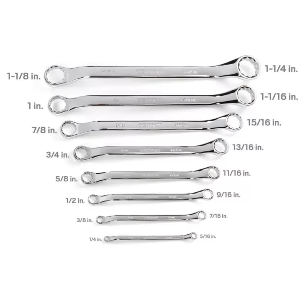 TEKTON 1/4 - 1-1/4 in. 45° Offset Box End Wrench Set with Pouch (8-Piece)