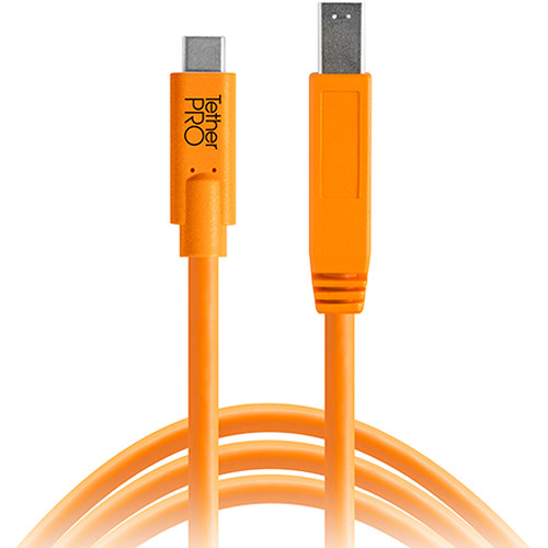 Tether Tools TetherPro USB Type-C Male to USB 3.0 Type-B Male Cable (15', Orange)