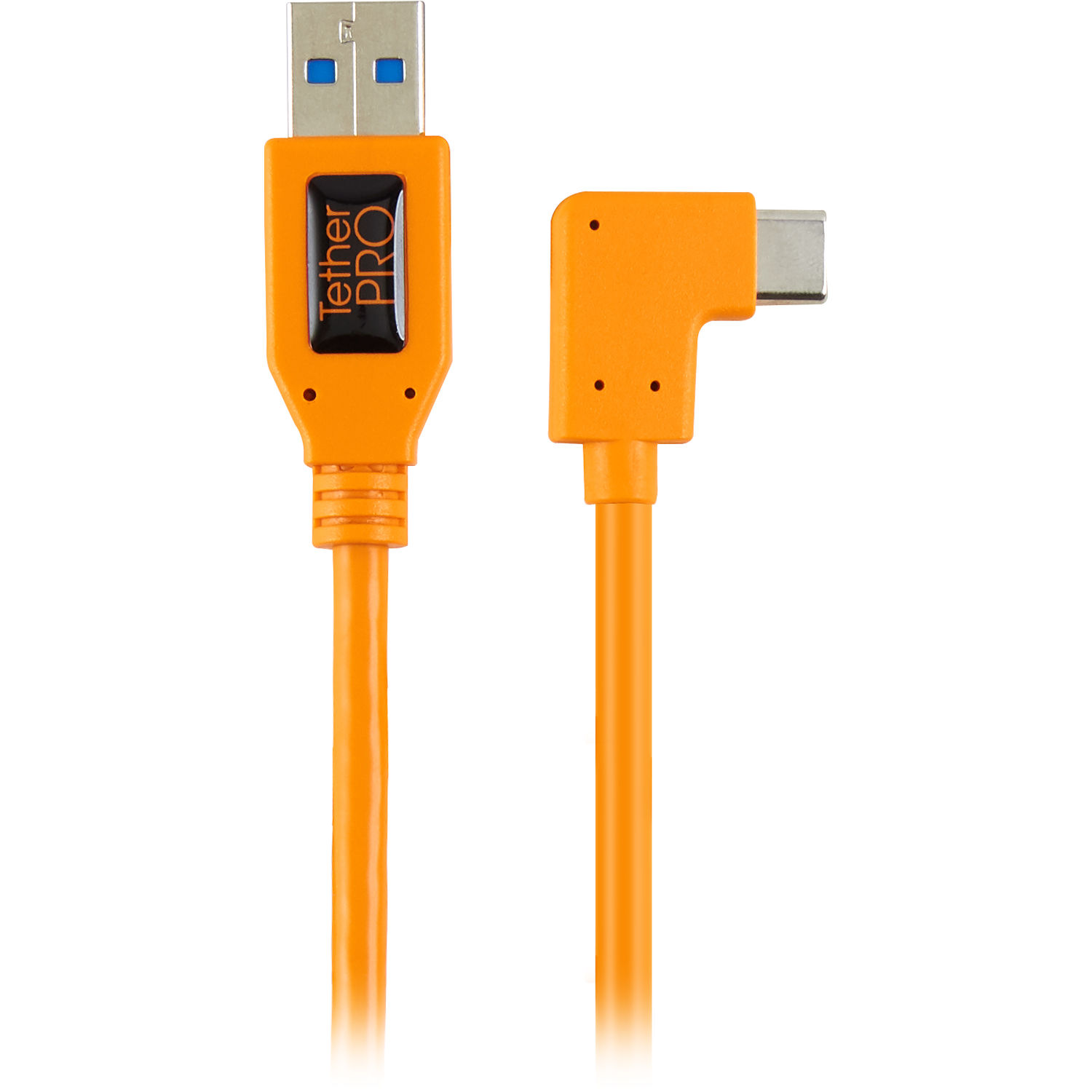 Tether Tools 20" TetherPro USB 3.0 Type-A to C Right Angle Adapter Cable (High-Visibilty Orange)