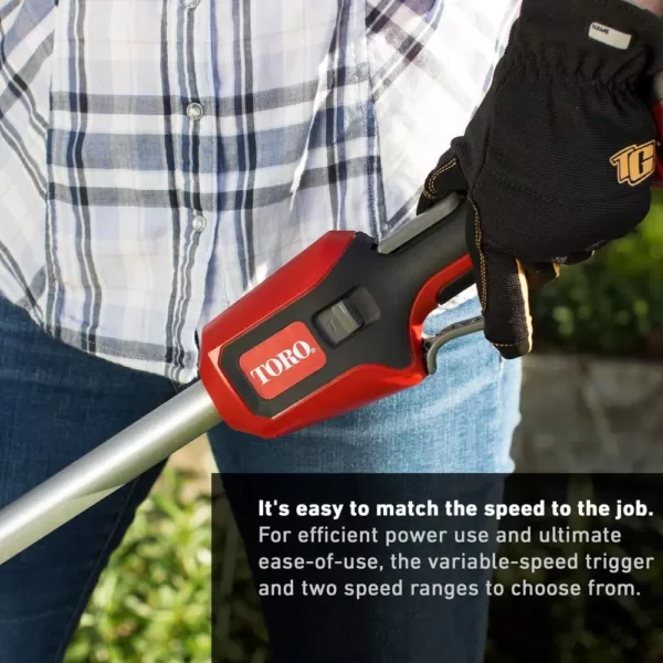 Toro 60-Volt Max Lithium-Ion Brushless Cordless 14 in. / 16 in. String Trimmer - Battery and Charger Not Included