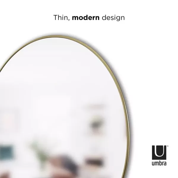 Umbra Hub Round Contemporary Mirror Brass (34 in. H x 34 in. W)