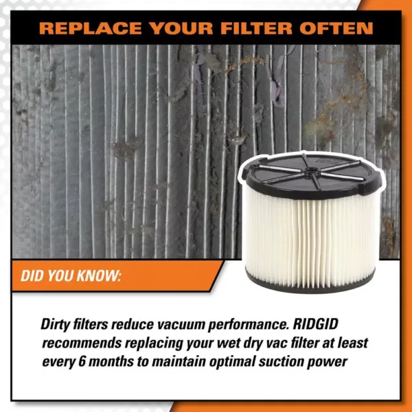 RIDGID 1-Layer Standard Pleated Paper Filter for 3 to 4.5 Gal. RIDGID Wet/Dry Shop Vacuums
