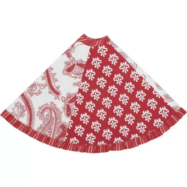 VHC Brands 21 in. Natalia Cherry Red Farmhouse Christmas Decor Mini Tree Skirt