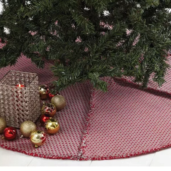 VHC Brands 48 in. Tannen Deep Red Traditional Christmas Decor Tree Skirt