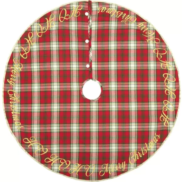 VHC Brands 48 in. Holiday Cherry Red Farmhouse Christmas Decor Tree Skirt