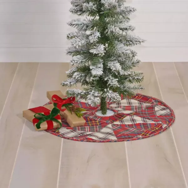 VHC Brands 21 in. Peyton Tomato Red Traditional Christmas Decor Mini Tree Skirt