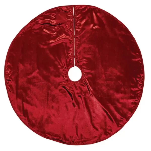 VHC Brands 48 in. Tristan Cherry Red Traditional Christmas Decor Tree Skirt