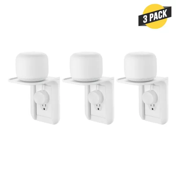 Wasserstein AC Outlet Mount for Google Nest WiFi - Perfect Wall Outlet Shelf for Google Home, Nest Mini and Nest Hub (3-Pack)