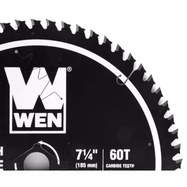 WEN 7.25 in. 60-Tooth Carbide-Tipped Professional Ultra Fine-Finish Circular Saw Blade with Cool-Cut Coating