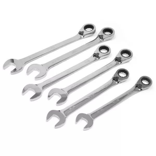 WEN Professional-Grade Reversible Ratcheting SAE Combination Wrench Set with Storage Rack (13-Piece)