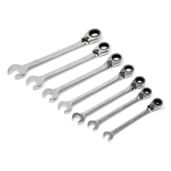 WEN Professional-Grade Reversible Ratcheting SAE Combination Wrench Set with Storage Rack (13-Piece)