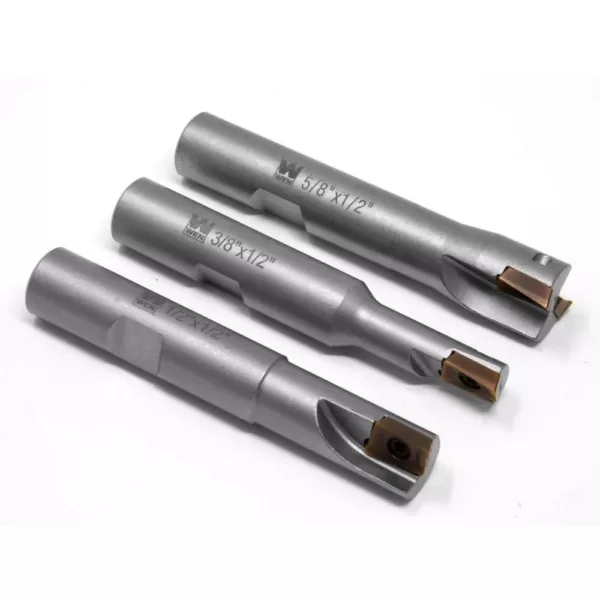 WEN 90-Degree Square Shoulder Indexable Carbide End Mill Set with Aluminum Storage Case (3-Piece)