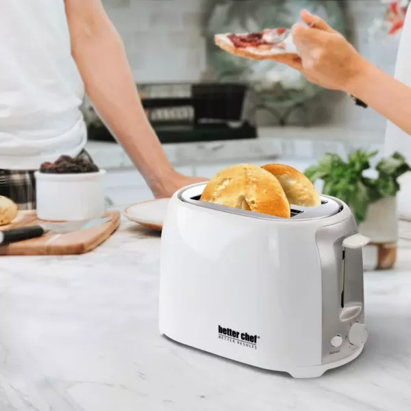 Better Chef 2-Slice White Wide Slot Toaster with Cool-Touch Exterior