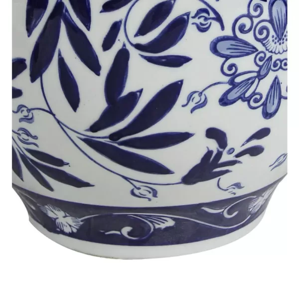 Benjara White and Blue Gorgeous Pot Shaped Vase