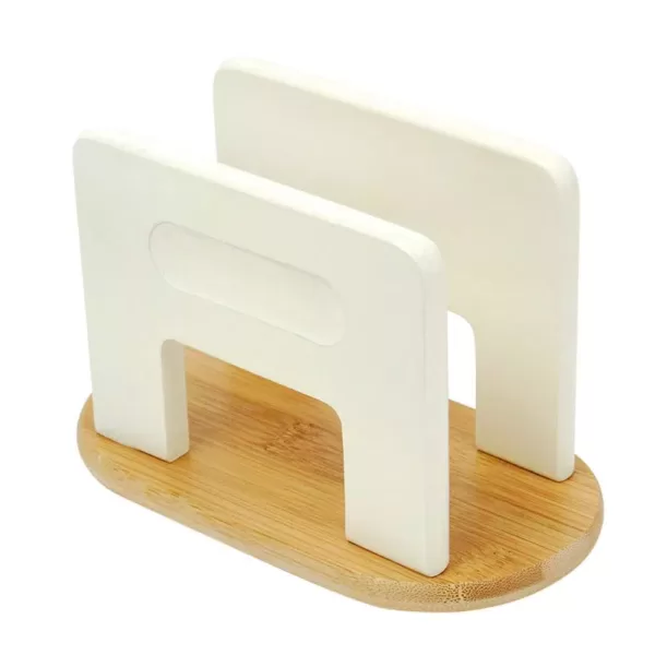 Creative Home Stained in Off White Natural Bamboo Napkin Holder Table Tissue Holder Kitchen Towel Dispenser