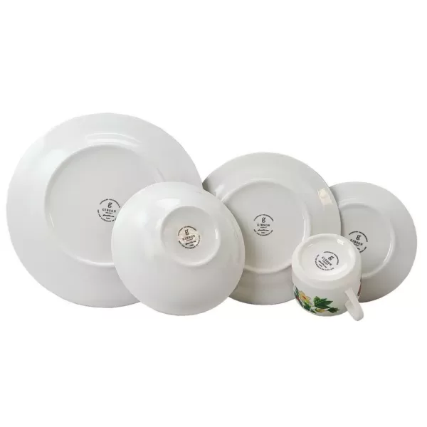 Gibson Home Poinsetta Holiday 20-Piece Holiday White/Glossy finish Ceramic Dinnerware Set (Service for 4)
