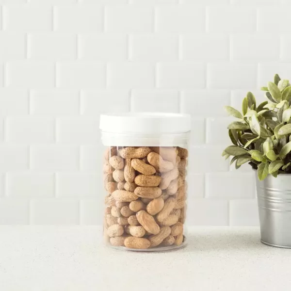 Home Basics 1.5 l Twist 'N Lock Air-Tight White Round Plastic Canister