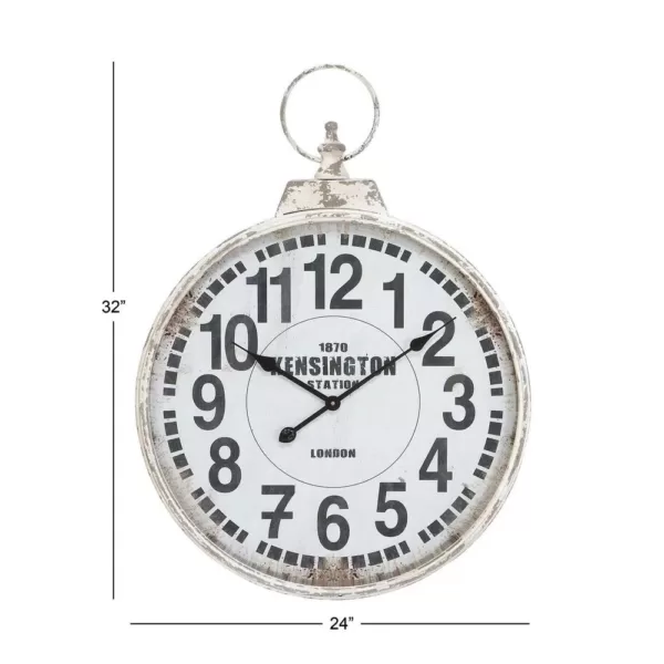 LITTON LANE 32 in. x 24 in. London Inspired Antique Round Wall Clock