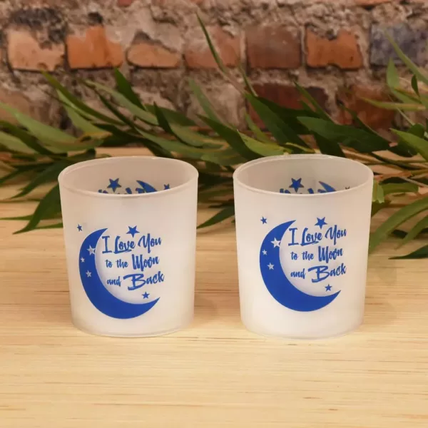 LUMABASE Battery Operated LED Candles - I Love You to the Moon and Back (Set of 2)