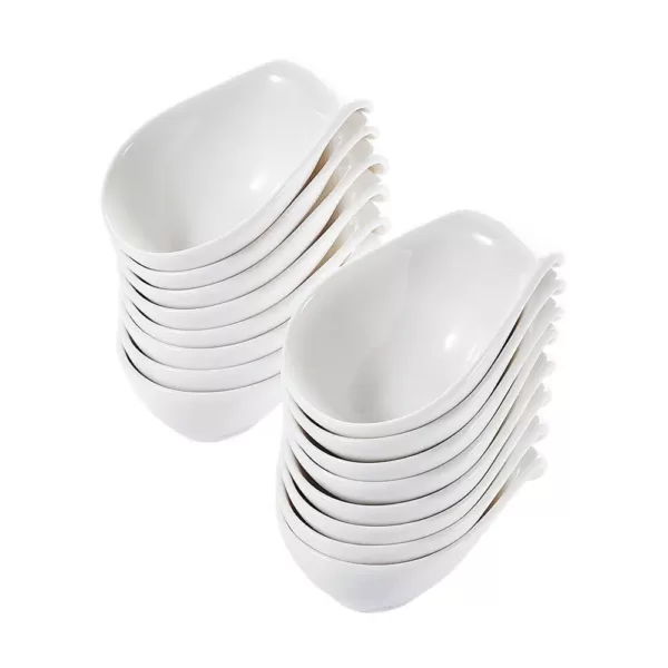 MALACASA 3.75 in. White Porcelain Ramekins Souffle Dishes Serving Bowls (Set of 16)