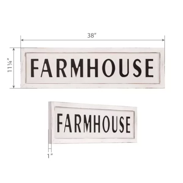 Pinnacle 11 in. x 38 in. Rustic White Farmhouse Tin Enamel Decorative Sign